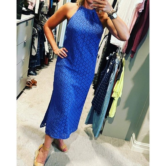 A New Day Women's Dress Small Crochet Midi Halter Blue Sleeveless Sundress New - Picture 11 of 15